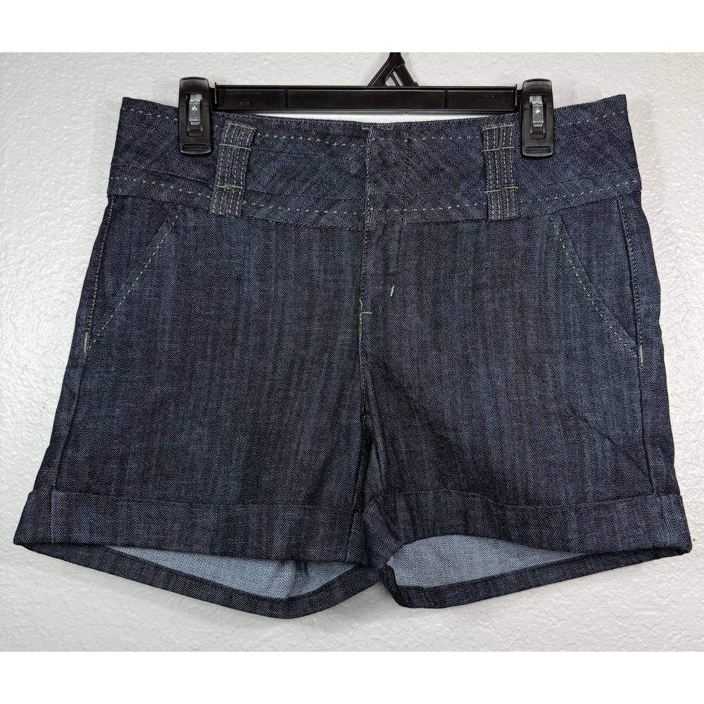 One 5 One Womens Denim Shorts Size 6 Dark Wash Stretch Cuffed Casual
